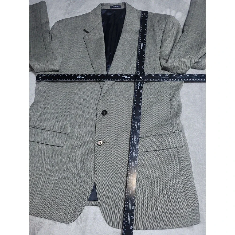 Lauren Ralph Lauren 100% Wool Brown Herringbone Sport Coat Blazer Size 44R